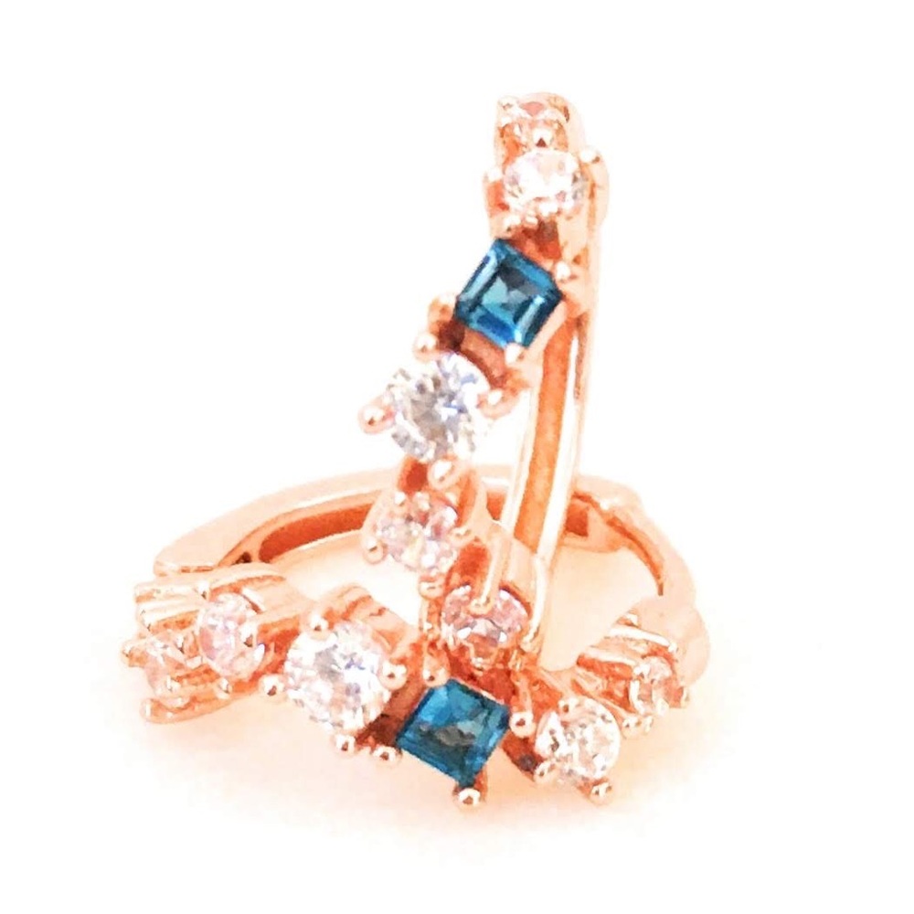 London blue topaz huggie earrings 14k gold vermeil. Synthetic topaz new